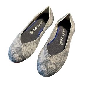 Rothy's The Flat Camo Women's Slip On Ballet Flat Shoes Gray Size 7.5 Wide